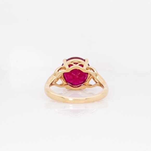 7.7cts Madagascar Ruby Ring in 14K Solid Gold | Round Shape 11mm - Picture 7 of 8